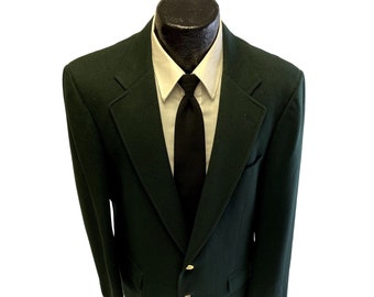 Vintage 70's Cricketeer Men Green MASTERS Sport Coat Wool Jacket Gold Btn GOLF Blazer 40 R