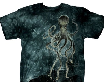 The Mountain Blue Tie Dye Vincent Hie OCTOPUS KRAKEN Ocean T-Shirt M
