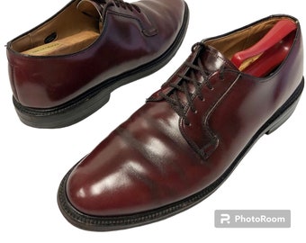 Vintage 60's Hanover LB Sheppard CORDOVAN Leather DRESS Shoe Plain Toe Oxfords 10 D