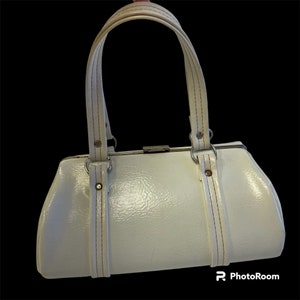 Vintage 60's blanco MoD vinilo Dr Doctor estilo bolso de mano RETRO Satchel CHIC bolso