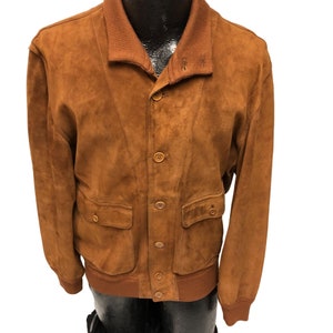 vintage des années 50 en cuir d'agneau marron bouvy daim bomber buttery veste en cuir ROCKABILLY 44