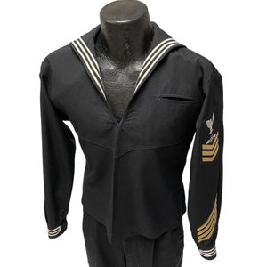 Vintage 80's USN US Navy Enlisted Mans Blue Dress JUMPER Wool