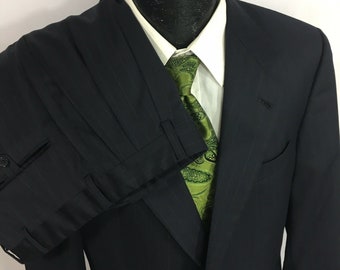 41L Vintage Hart Schaffner Marx SUMMER Lightweight Wool Two-Piece SUIT 35x32 Pants Tall 42L