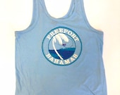 Vintage 80 39 s Anvil Men 39 s Sky Baby Blue Freeport BAHAMAS Island Beach Tank Top Sleeveless Muscle 50 50 T-Shirt