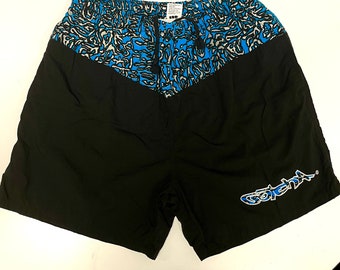 Vtg 80 90's Gotcha Men Black Nylon Swim Streetwear Shorts