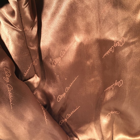 Vtg Oleg Cassini Men Brown Leather Coat Insulated… - image 7