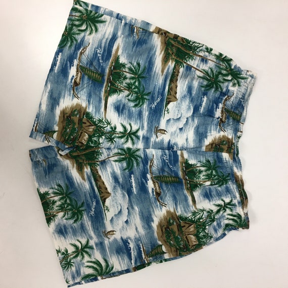 Vintage 50-60's Men's Blue Cotton Hawaiian TIKI S… - image 3