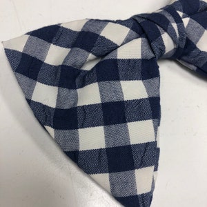 Vintage 40s Mens Navy Blue White CHECK Checkered Bowtie Rockabilly SWING Bowtie image 2
