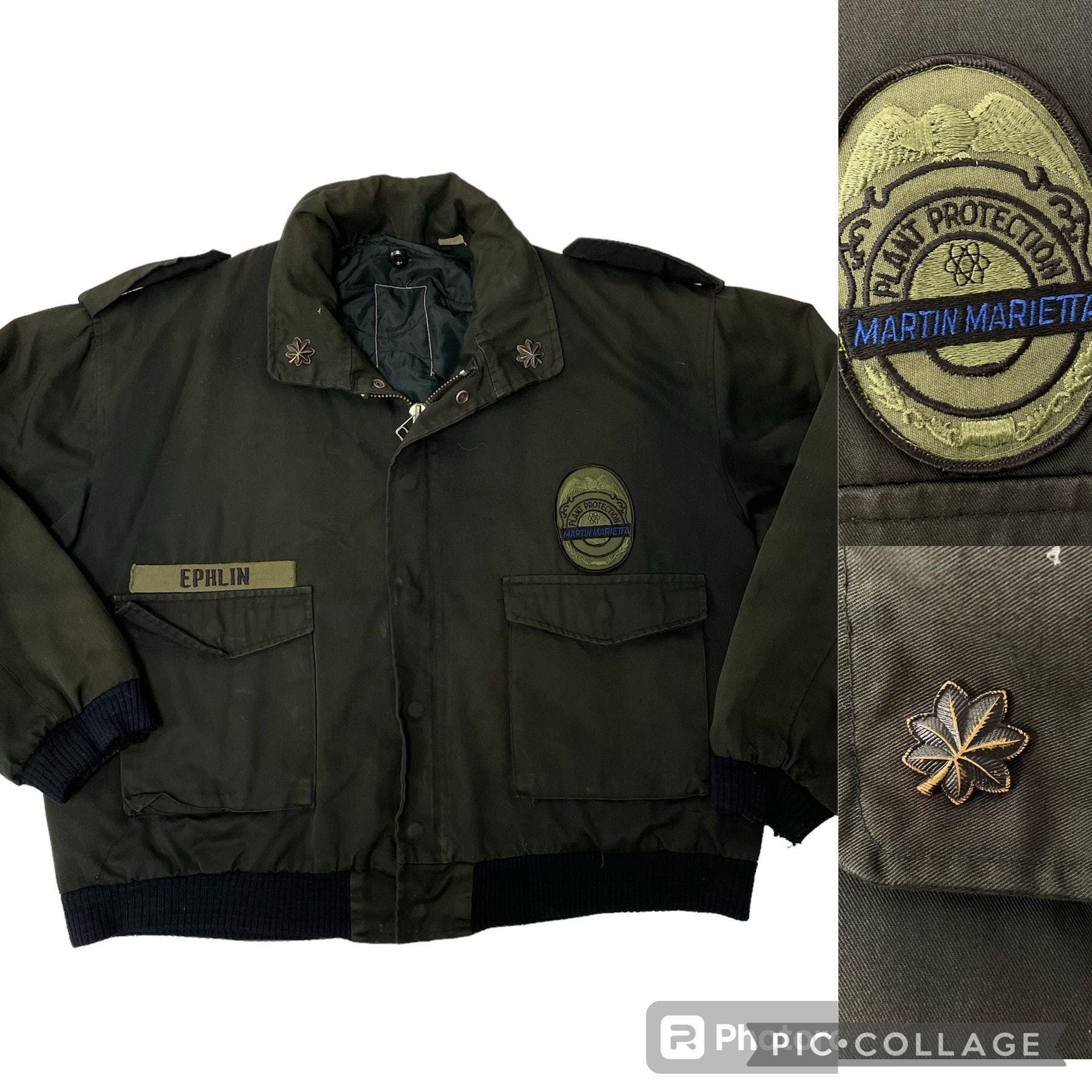 Vintage 80's Military Army Green LINED Flight Coat Gabardine Pilot