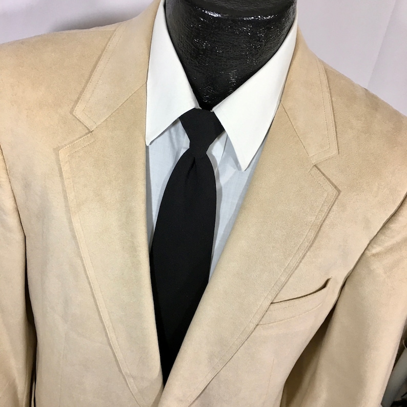 Vintage Halston Men Natural Beige Sport Coat Halsuede DINNER Jacket ULTRA SUEDE Blazer 40 L