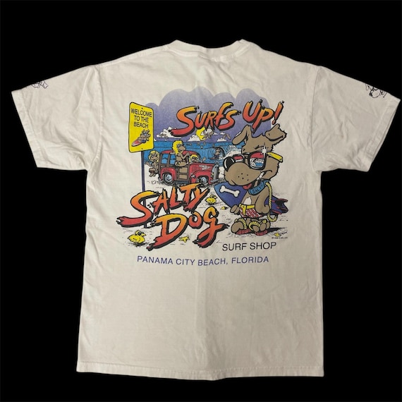 Vintage 90's Hanes Men's SURFS up SALTY Dog 1998 Panama City FL