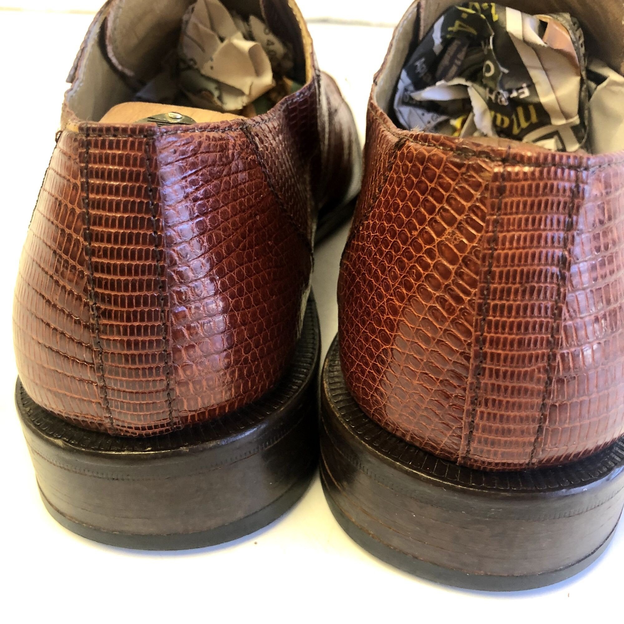 DAVID EDEN Dress Shoes GENUINE LIZARD Oxfords BROWN Men’s US 9.5 Made in Spain David Eden Men main image 2