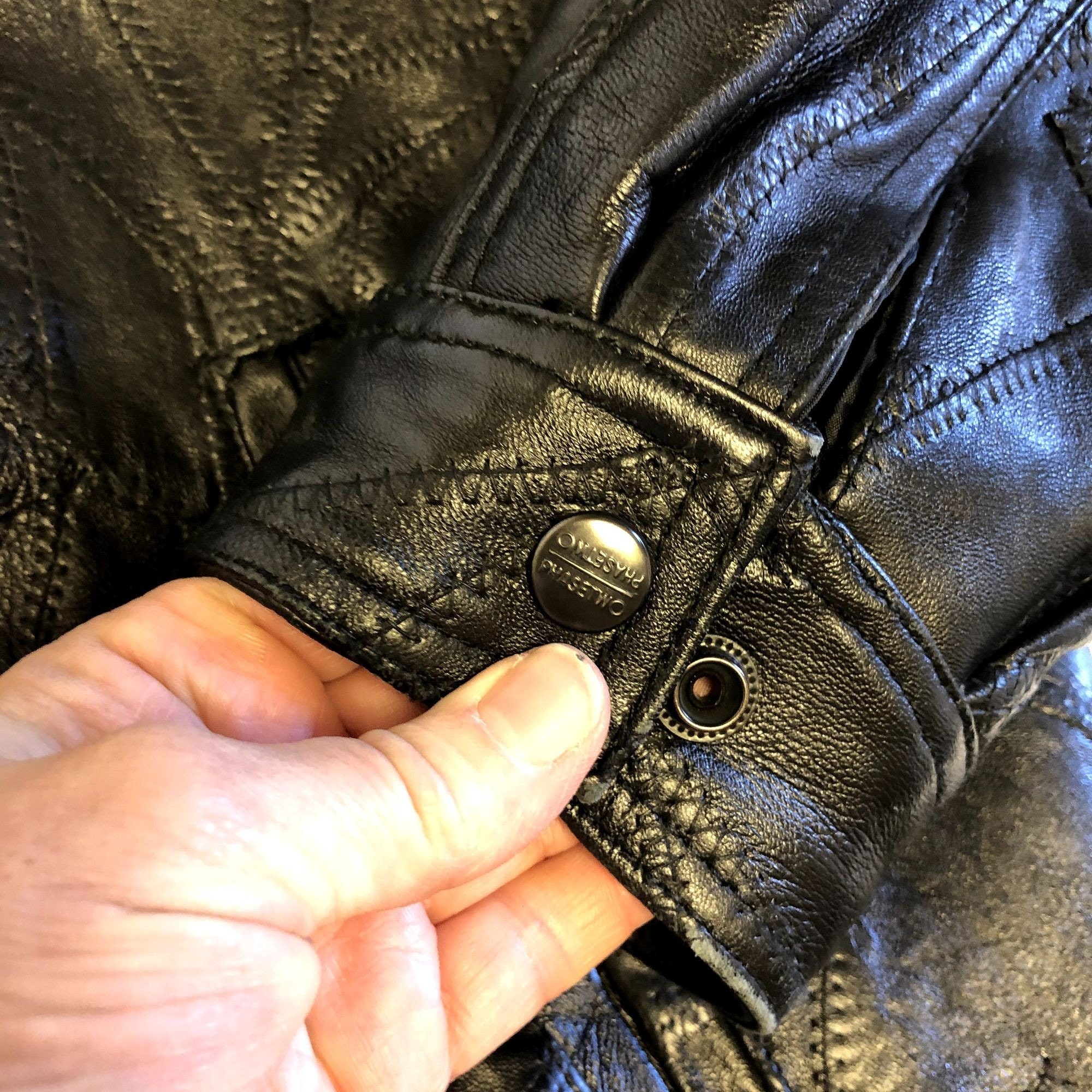 Vintage 90's Phase Two Men Black PATCHWORK Leather BOMBER
