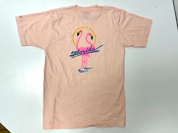 Vintage 1989 Screen Stars Pink Flamingos NEON Flo… - image 4