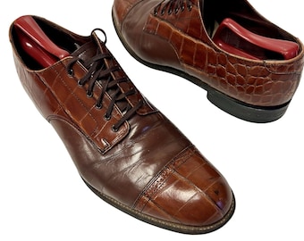 Vintage Stacy Adams Nude Shoes Cape Toe Derby Men\'s Stacy Adams Shoes Mens Size 12 Brown Cap Toe Oxford Dress  main image 4