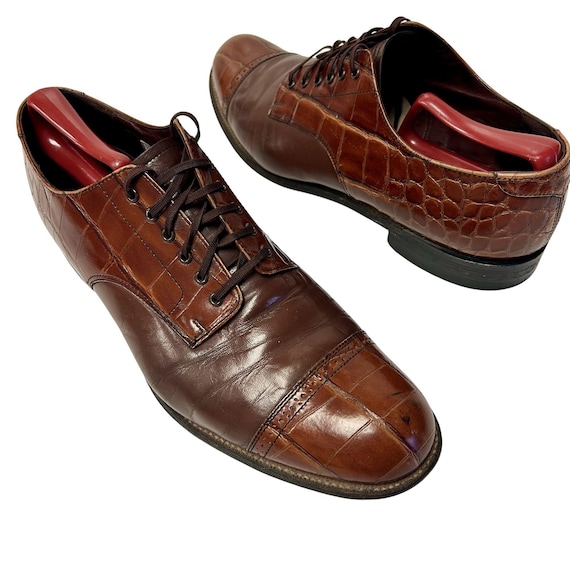 Vintage 80's Stacy Adams Men's 2 Tone Brown ALLIGATOR GRAIN Leather Dress Shoe Cap Toe SWANKY Oxfords 11 D - Etsy Vintage 80's Stacy Adams Men's 2 Tone Brown ALLIGATOR GRAIN Leather Dress Shoe Cap Toe SWANKY Oxfords 11 D - Etsy
