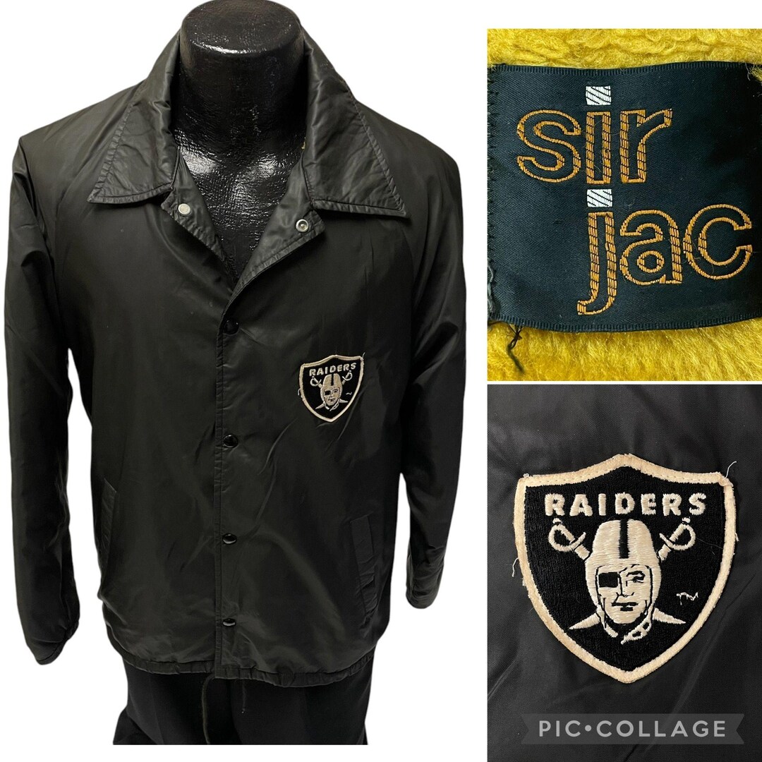 Vintage 60 70's Sir Jac Men Black Nylon Fleece Lined NFL