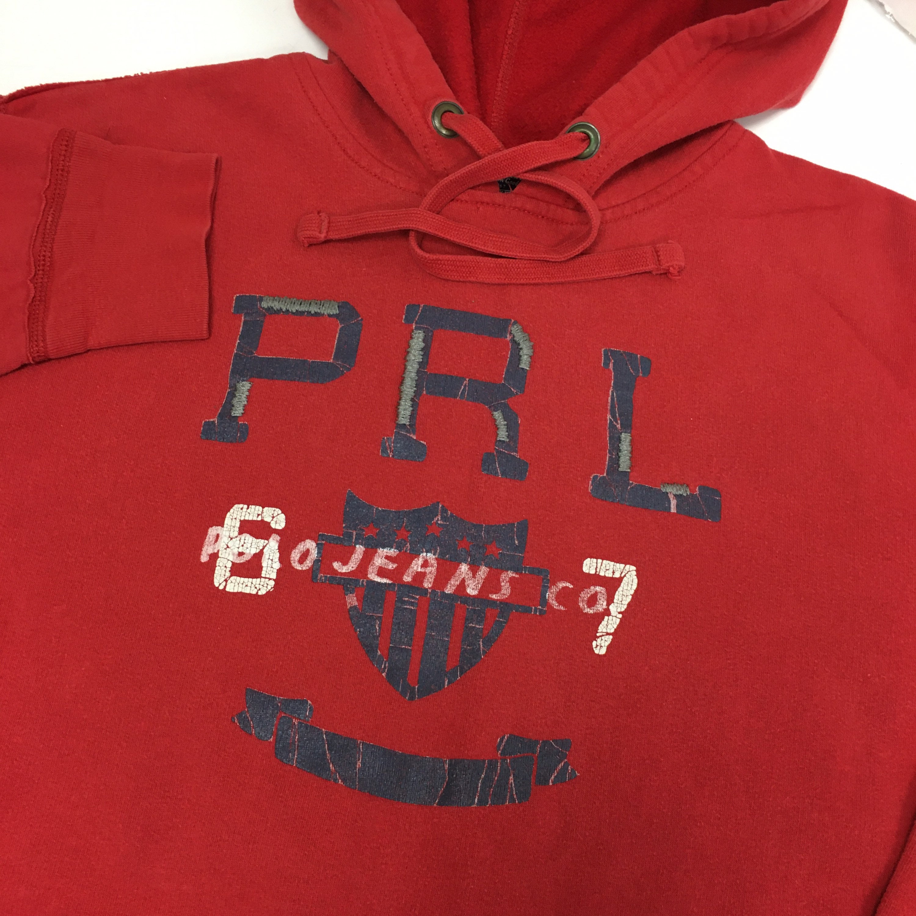 Vintage 90's Ralph Lauren Men Red SPELLOUT Polo Jeans PRL 67