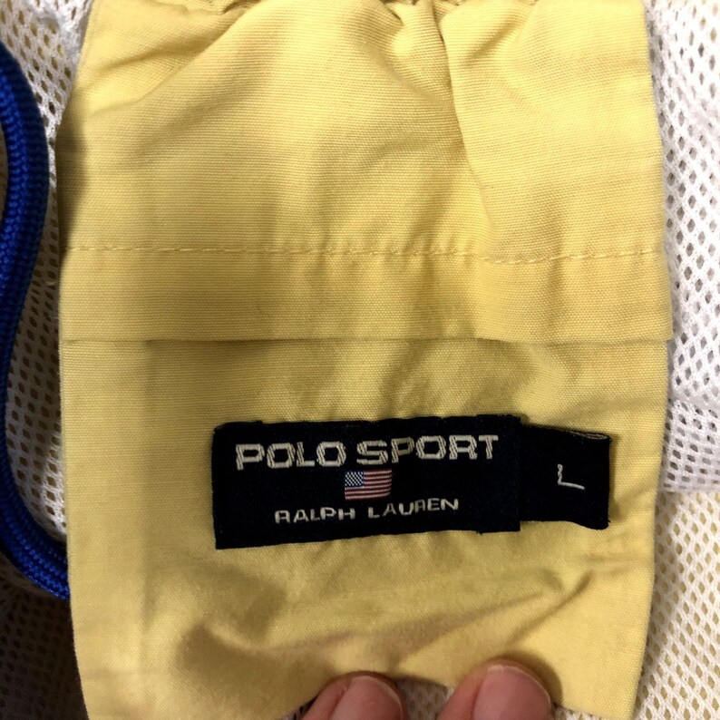 Vintage 80 90's POLO SPORT Swim Shorts Ralph Lauren LOGO Yellow Beach Trunks L image 4