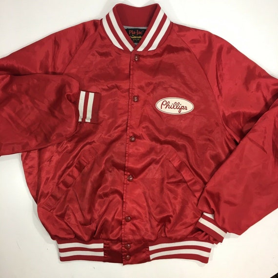 Vintage 80's Pla-jac Dunbrooke Red SATIN Jacket PHILLIPS