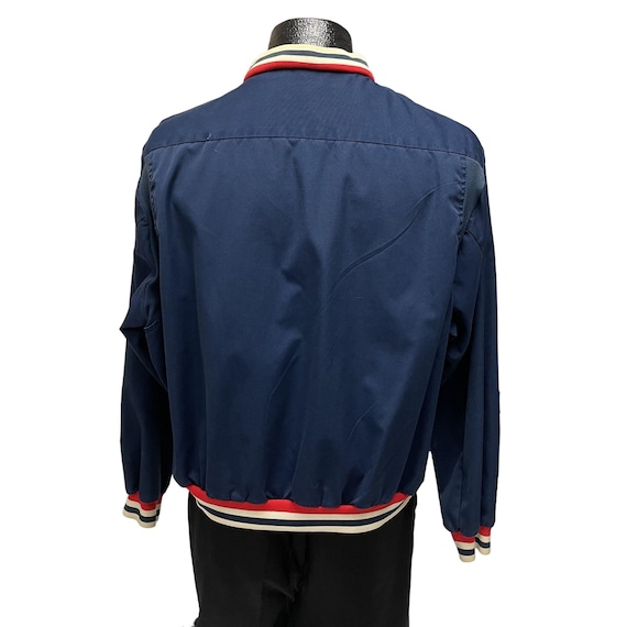 Vintage 70's Izod Lacoste Men Blue Bomber RARE Red White RINGER
