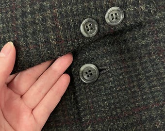 Manteau Vintage 1950s – Laine Tweed Vert – Veste Overcheck – Rockabilly – T40