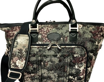 Vintage 80's Atlantic Floral Tapestry Carry On Weekend Overnight Hand Bag Bag Bagaż PODRÓŻ Walizka