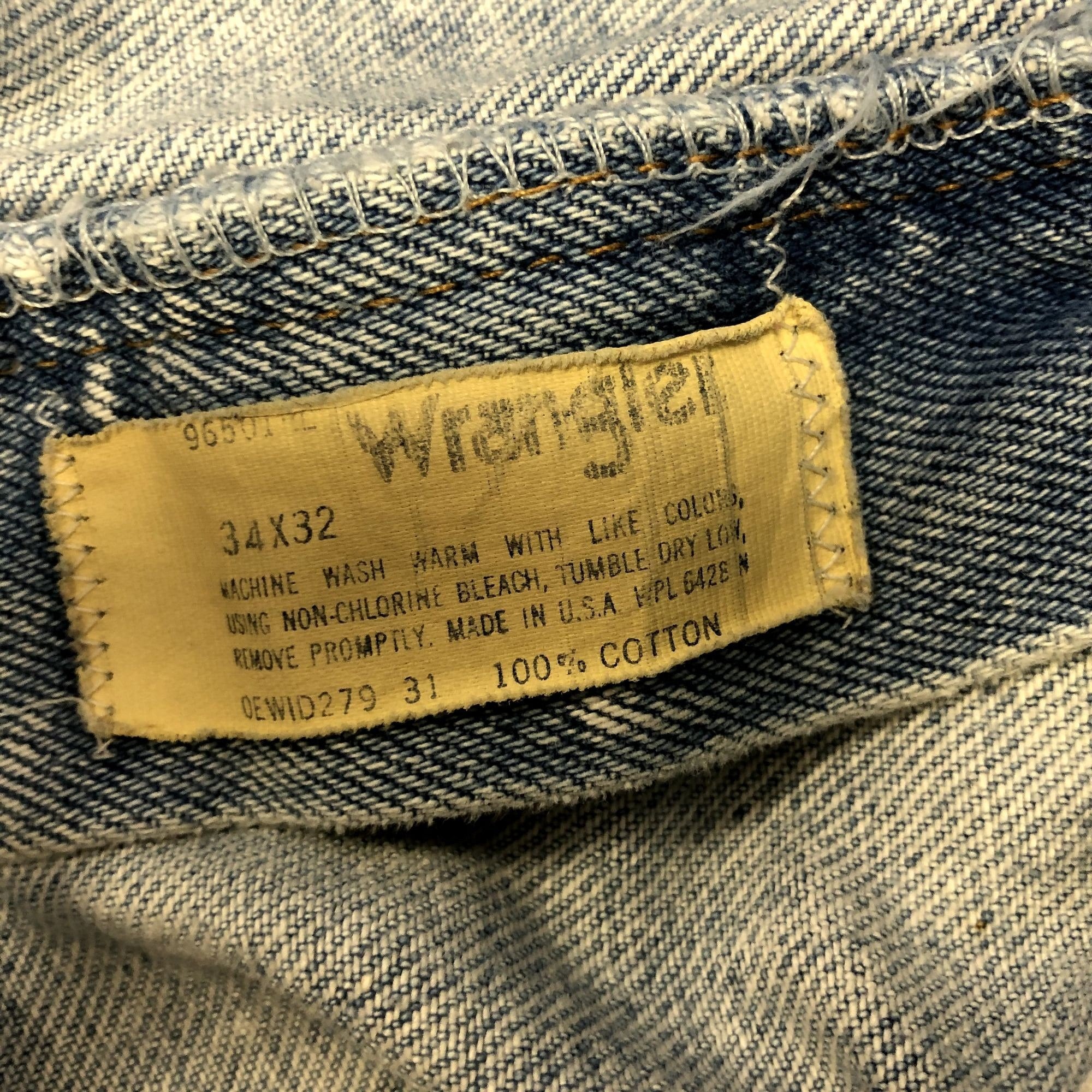 Vintage 90's Wrangler Men ACID White WASH Blue Jeans Cowboy ROCKER