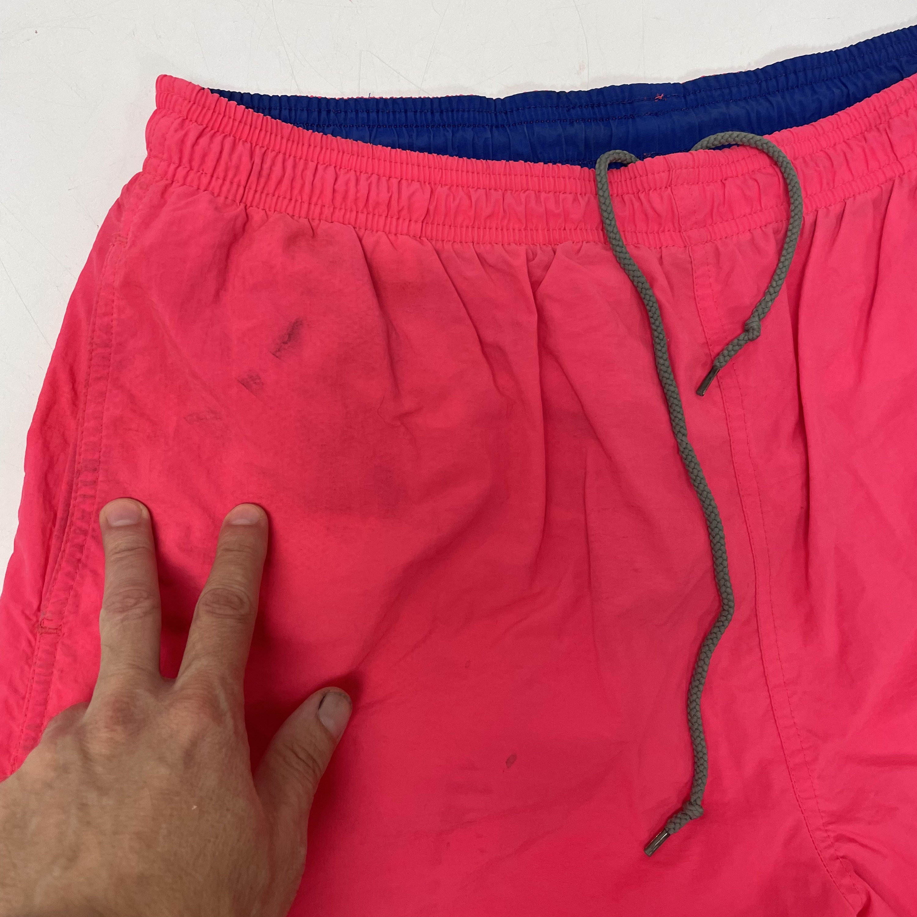 Vintage 90's Ocean Pacific OP Men NEON Hot PINK Nylon Swim Trunks