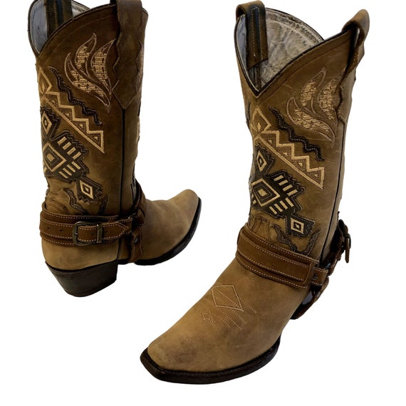 Condado Brown NUBUCK Leather AZTEC Native American Embroidered - Etsy