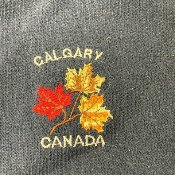 Vintage 80's 90's Quality Goods Navy Blue CALGARY CANADA Soft RAGLAN 50/50 Sweatshirt L View 3