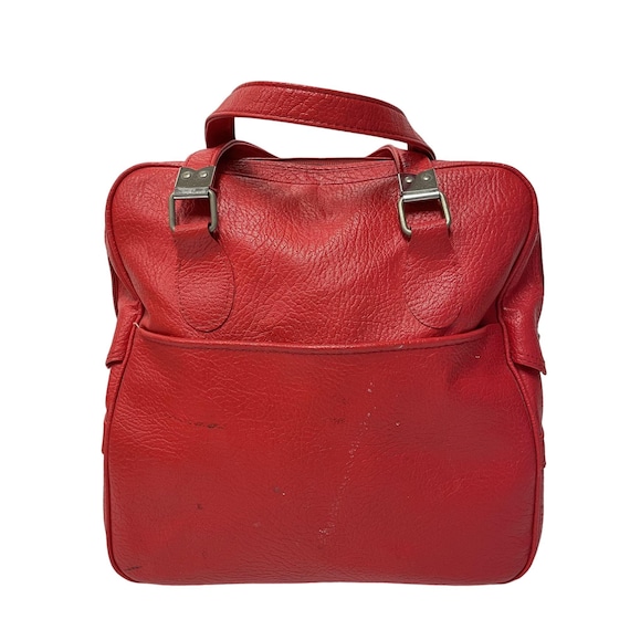 Vintage 70's SEARS Red ESCORT Carry on Tote Overnight Luggage Mod