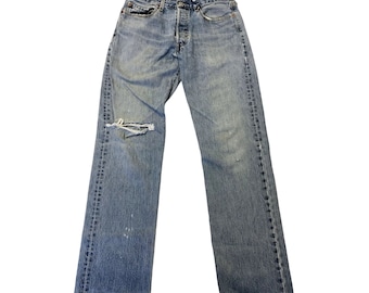 Vintage 80's Levis 501 XX DISTRESSED Blue Jeans BUTTON Fly Denim