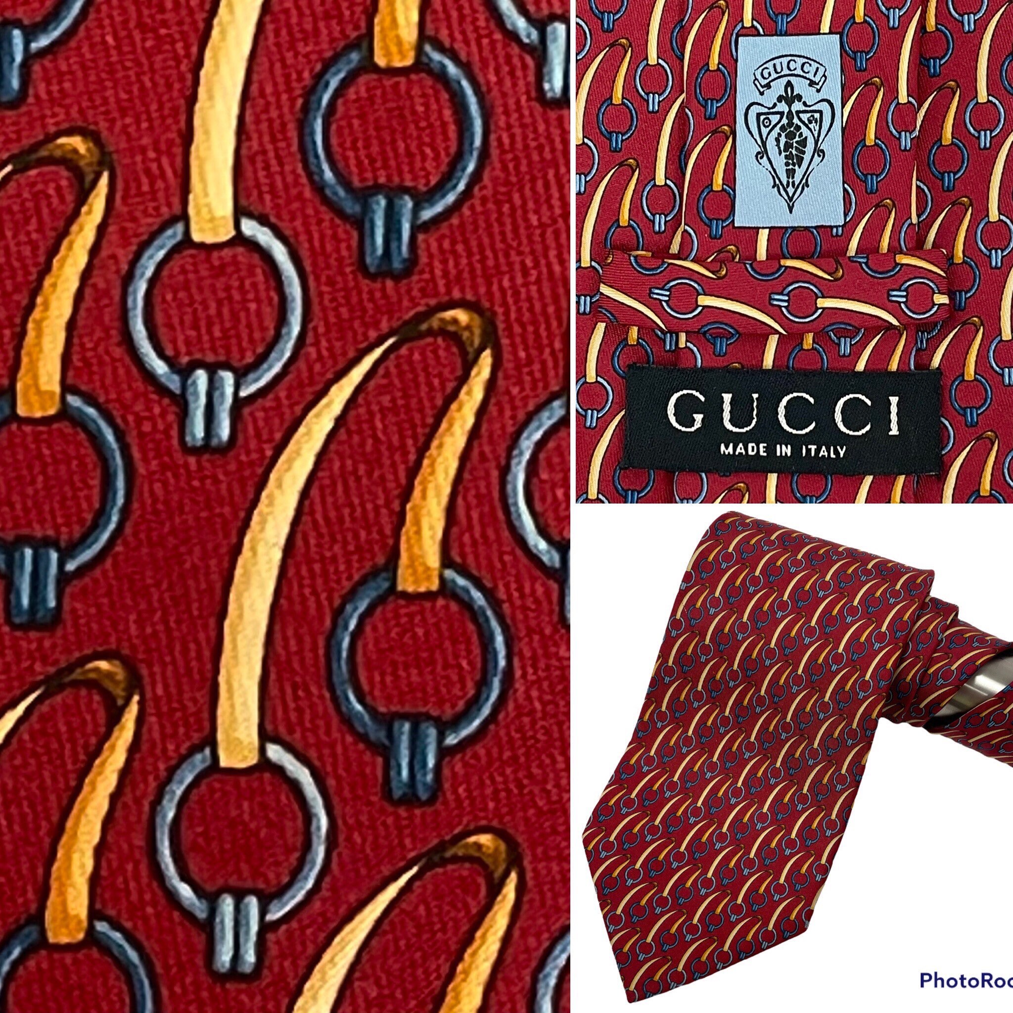 Gucci Men's Red Silk Pajamas with Horse Bit and Animal Print Tom Ford Era