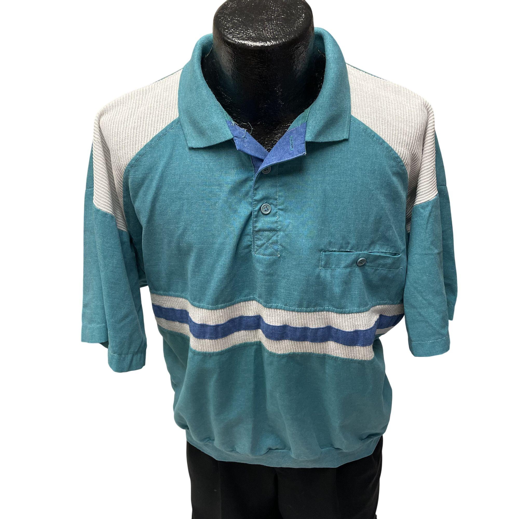 Vintage 80's Ash Creek Men's BLUE White POLO Banded Waist Golf