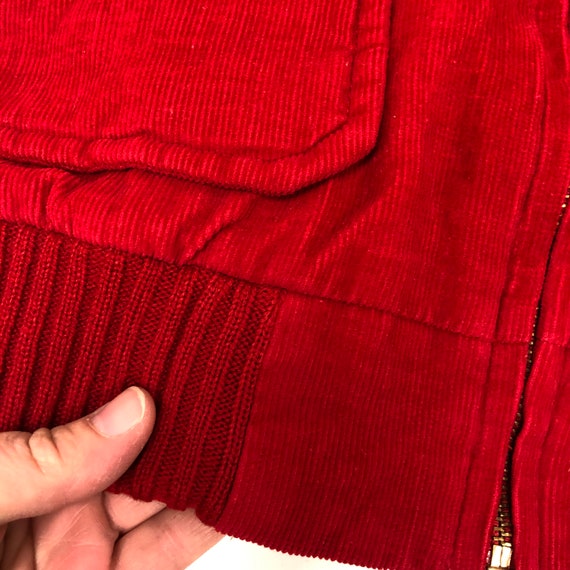 Vintage 70 80's Country Touch Red Corduroy Knit Q… - image 4