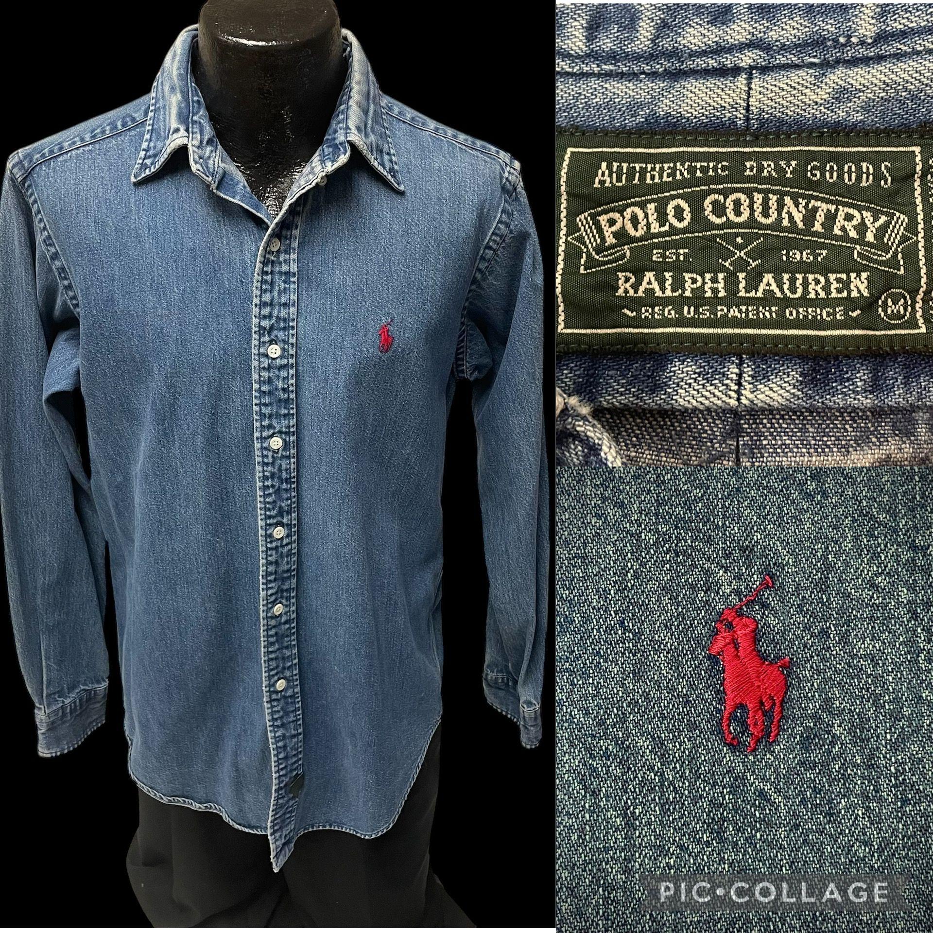 トップス 90s POLO COUNTRY denim shirt S Vintage 90's Polo Country Ralph Lauren Jeans Shirt Large
