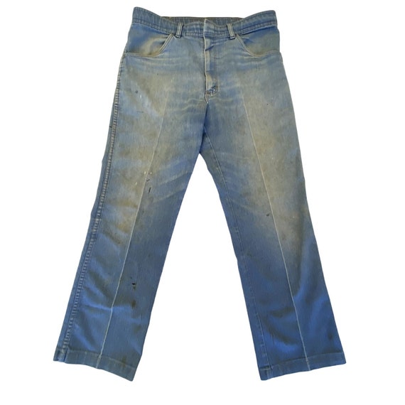 Vintage 70's Wrangler Men's DISTRESSED Blue Jeans CARPENTER