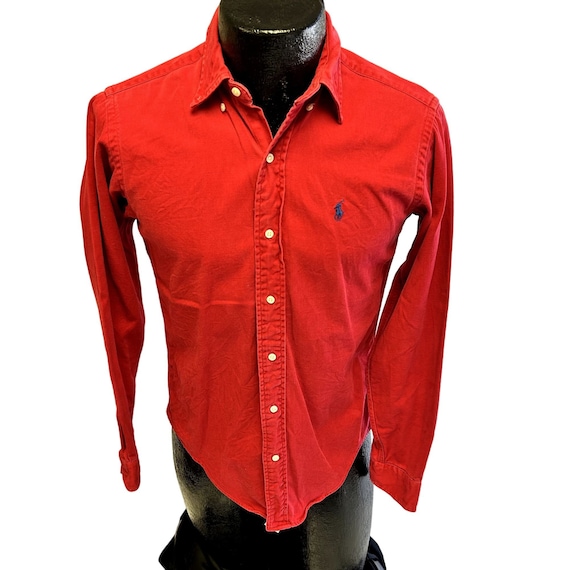 Vintage 80's Ralph Lauren Men Red SOFT Oxford POL… - image 1