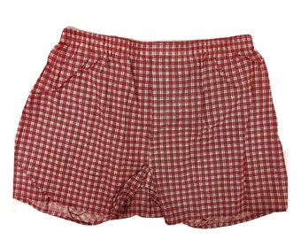 NOS New Vtg 60’s Hanes Men Red PLAID Check Cotton BOXER Shorts MoD Retro Brief Underwear 42