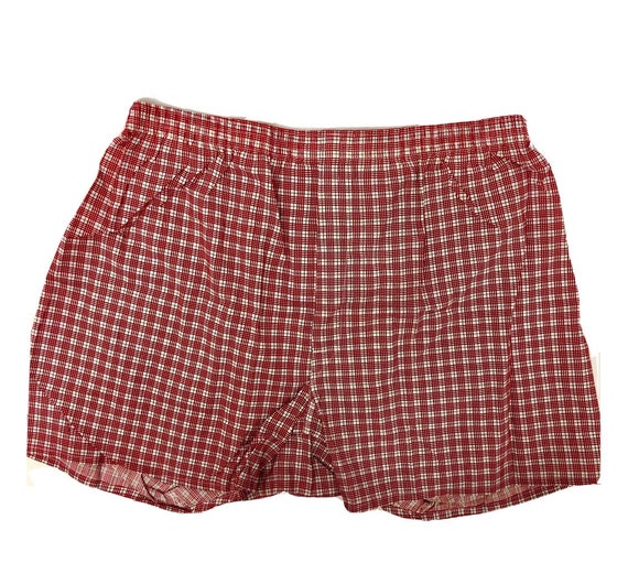 Buy NOS New Vtg 60s Hanes Men Red PLAID Check Cotton BOXER Shorts