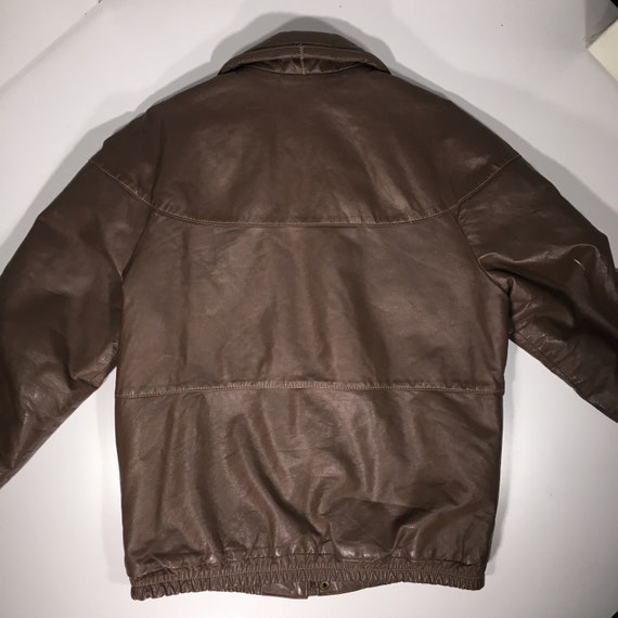 Vtg Oleg Cassini Men Brown Leather Coat Insulated… - image 8