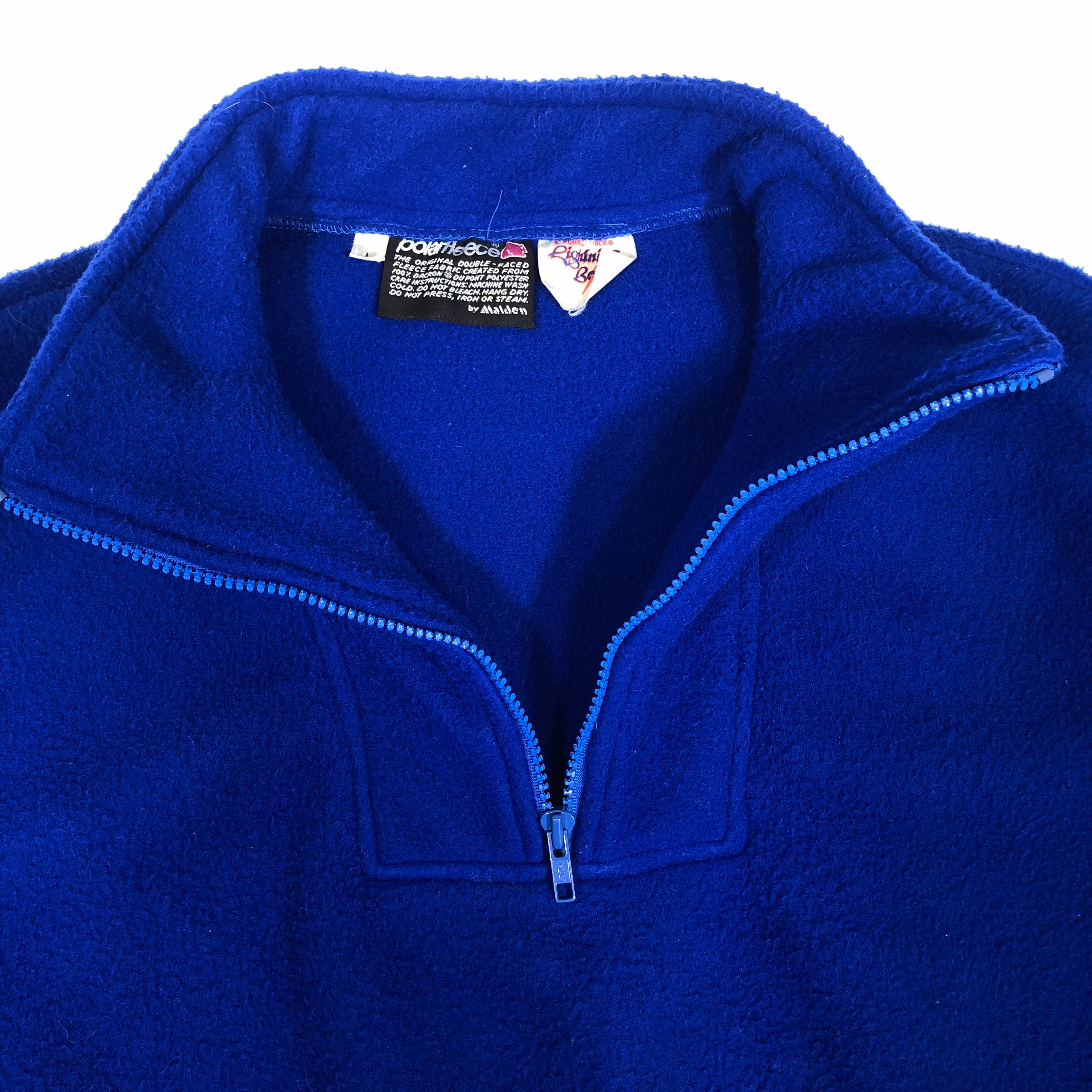 Vintage 90's Lightning Bolt Men's Blue POLAR FLEECE 1/4 Zip Pull