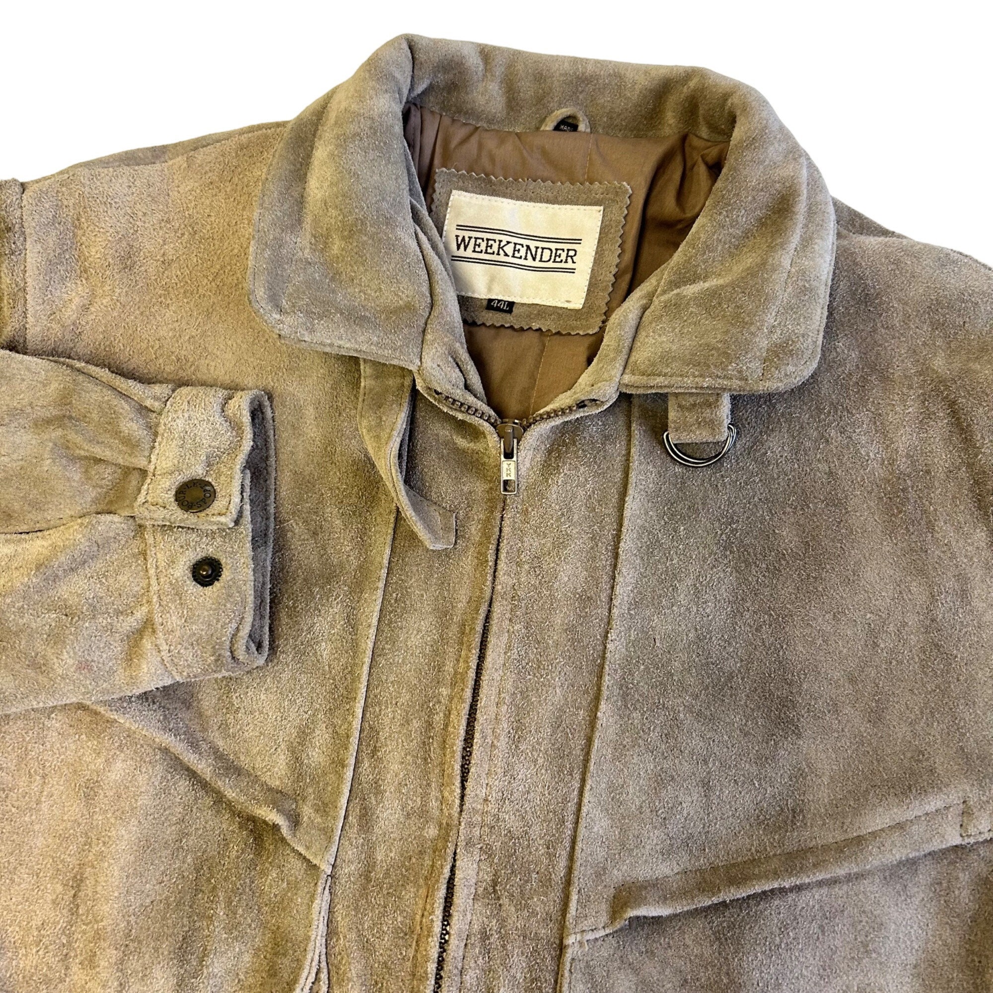 Vintage 80's Weekender Men Gray ROUGHOUT Suede Bomber Vintage 80's Weekender Men Gray ROUGHOUT Suede Bomber