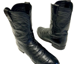 Vintage Justin Men Black EXOTIC Leather Cowboy Western  display picture 2