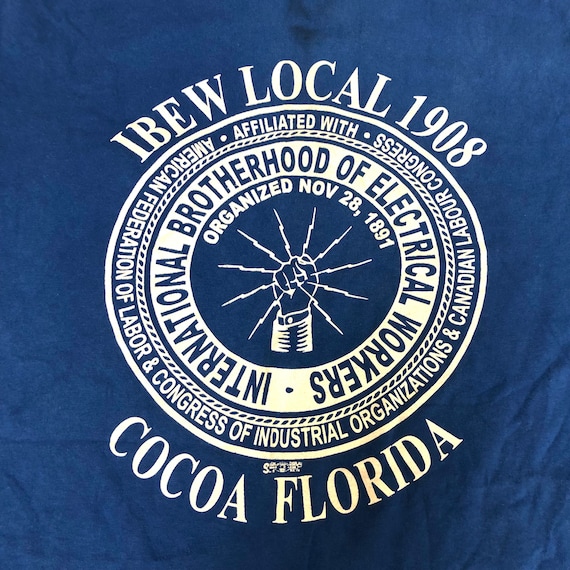 Vintage 80's Jensen Ibew Local 1908 Blue Cocoa Fl… - image 5