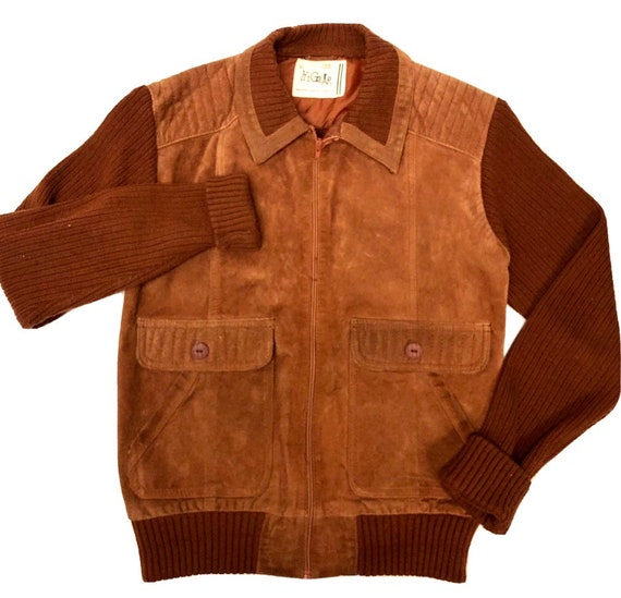 Vintage 60's Hi Gear Men's Rust Suede Mod Coat KNIT GAUCHO