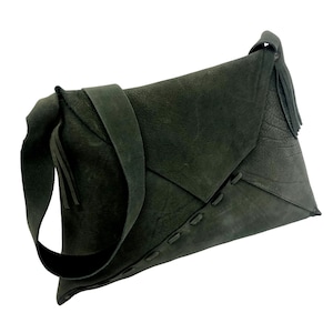 Bolso bandolera de piel verde salvia vintage de los años 70 y 80, estilo RETRO CHIC