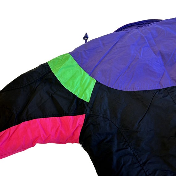 Vintage 90's Mixed Blues Black NEON Pink Purple Coat PUFFER