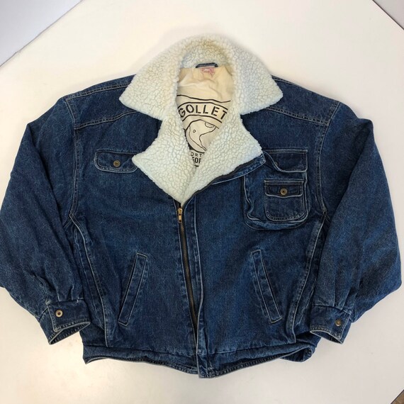 【Vintage】DENIM COAT / JACKET Vintage 80's 90's Rigolletto Blue Jean Coat SHERPA Collar Full Zip
